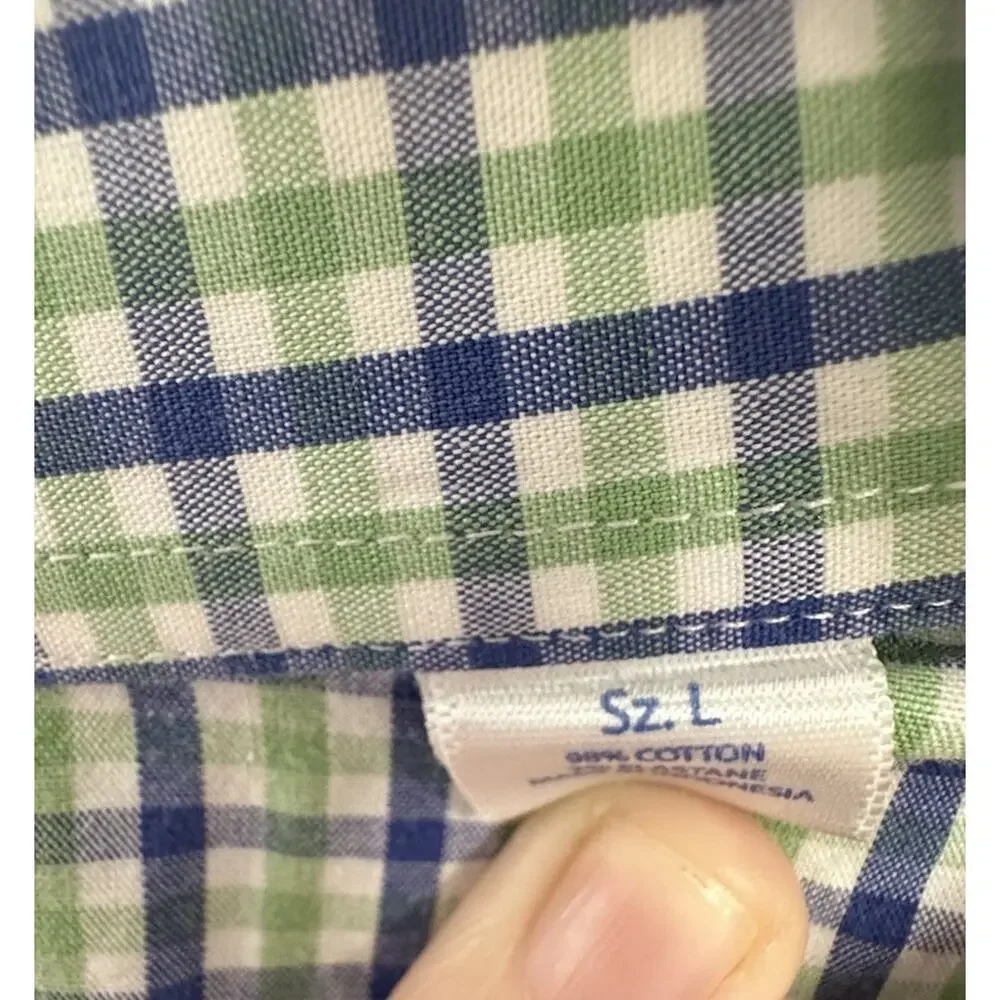 Southern Tide Shirt Mens Large Green Blue White Check Preppy Classic Button Down